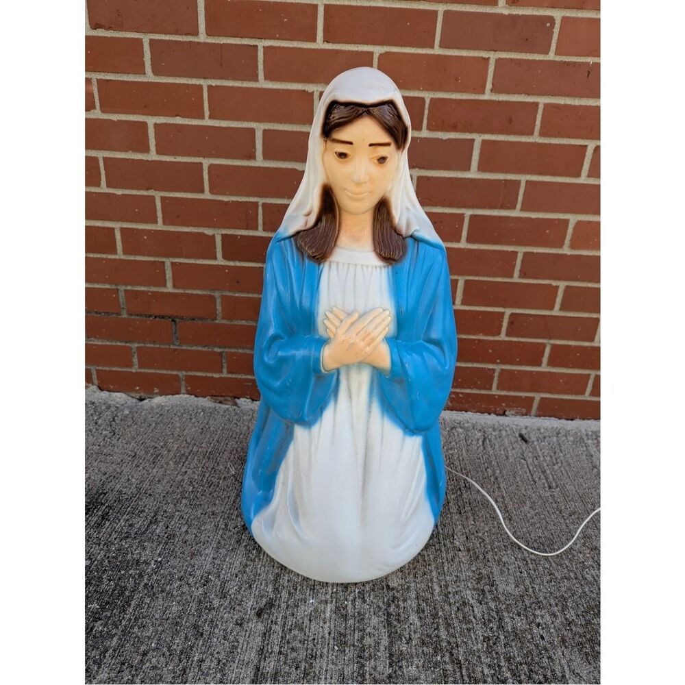 Vintage 27” Empire Blow Mold Mother Mary, Christmas Lighted Nativity